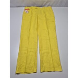Inserch Linen Dress Pants Mens 44x32 Yellow Slim Fit Straight Summer NWT